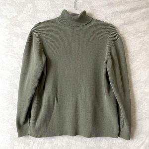 Olive Green Ribbed Turtle Neck Sweater | Women’s Size XL